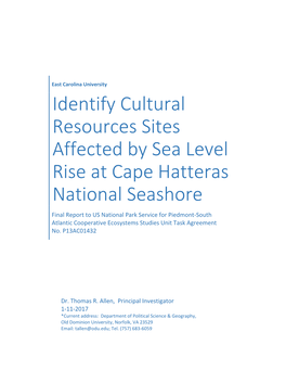 Identify Cultural Resources Sites Affected by Sea Level Rise at Cape Hatteras National Seashore