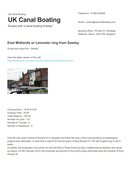 East Midlands Or Leicester Ring from Sawley | UK Canal Boating