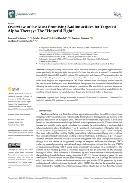 Overview of the Most Promising Radionuclides for Targeted Alpha Therapy: the “Hopeful Eight”