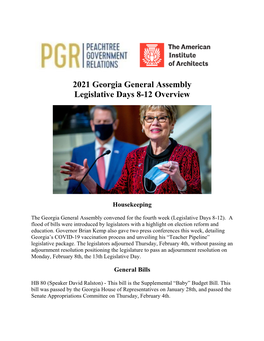 2021 Georgia General Assembly Legislative Days 8-12 Overview