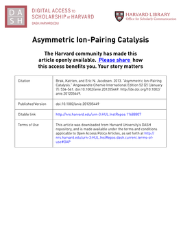 Asymmetric Ion-Pairing Catalysis