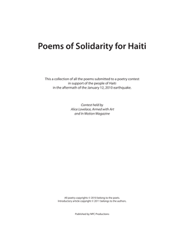 Poems of Solidarity for Haiti