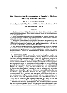 The Histochemical Demonstration of Keratin by Methods Involving Selective Oxidation by A