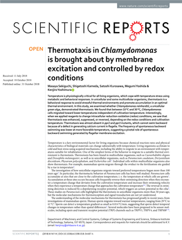 Thermotaxis in Chlamydomonas Is Brought About by Membrane