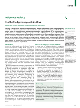 Health of Indigenous People in Africa