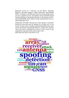 Cooperative Spoofing Attack Detection Using Multiple Antennas and A