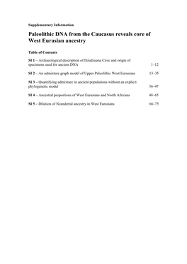 Paleolithic DNA from the Caucasus Reveals Core of West Eurasian Ancestry