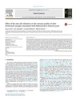 Effect of Fat and Salt Reduction on the Sensory Quality of Slow Fermented Sausages Inoculated with Debaryomyces Hansenii Yeast