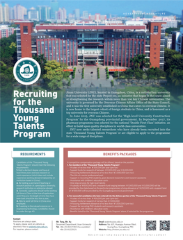 Recruiting for the Thousand Young Talents Program