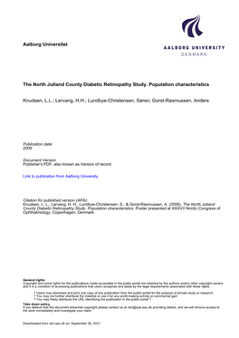 Aalborg Universitet the North Jutland County Diabetic Retinopathy Study