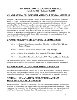 100 Marathon Club North America Newsletter 02-01-15
