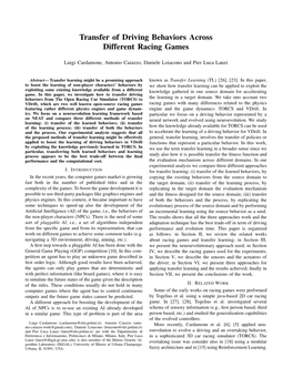 Transfer of Driving Behaviors Across Different Racing Games