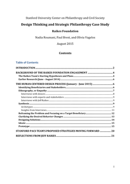 Design Thinking and Strategic Philanthropy Case Study