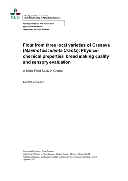 Flour from Three Local Varieties of Cassava (Manihot Esculenta Crantz): Physico- Chemical Properties, Bread Making Quality and Sensory Evaluation