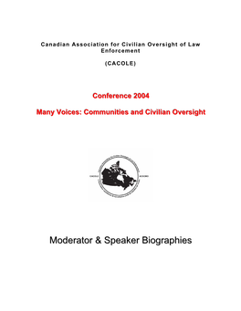 2004 Moderator and Speaker Biographies