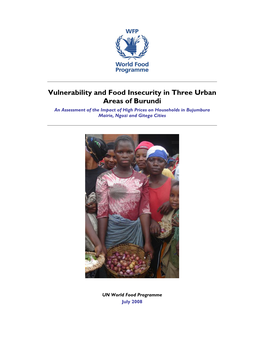 Vulnerability and Food Insecurity in Three Urban Areas of Burundi