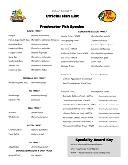 Official Fish List