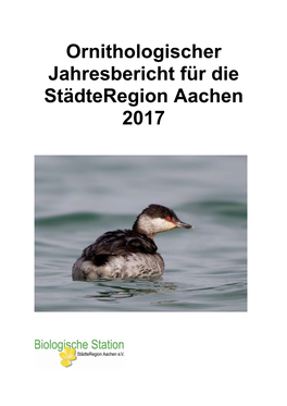 Ornithologischer Jahresbericht Für Die Städteregion Aachen 2017