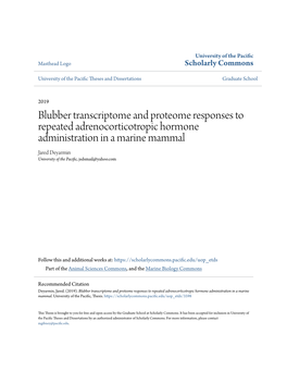 Blubber Transcriptome and Proteome Responses to Repeated Adrenocorticotropic Hormone Administration in a Marine Mammal