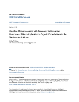 Coupling Metaproteomics with Taxonomy to Determine Responses of Bacterioplankton to Organic Perturbations in the Western Arctic Ocean