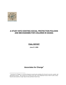 A Study Into Existing Social Protection Policies and Mechanisms for Children in Ghana