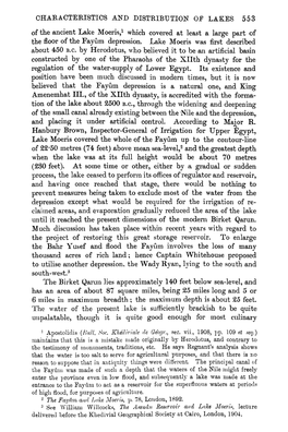 CHAEACTERISTICS and DISTRIBUTION of LAKES 553 of the Ancient Lake Moeris,1 Which Covered at Least a Large Part of the Floor of the Fayûm Depression