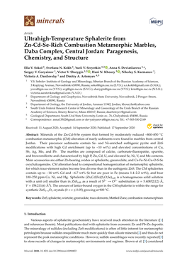 Ultrahigh-Temperature Sphalerite from Zn-Cd-Se-Rich Combustion Metamorphic Marbles, Daba Complex, Central Jordan: Paragenesis, Chemistry, and Structure