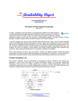 Availability Digest