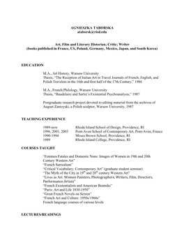 Agnieszka Taborska's CV