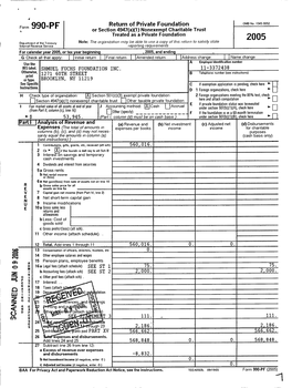 Form 990-PF 2005 SHMUEL FUCHS FOUNDATION INC