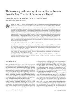 The Taxonomy and Anatomy of Rauisuchian Archosaurs from the Late Triassic of Germany and Poland