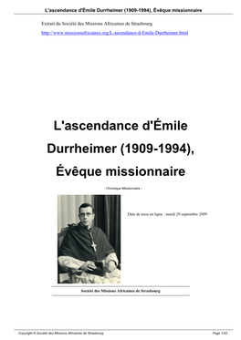 L'ascendance D'émile Durrheimer (1909-1994), Évêque Missionnaire