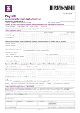 Paylink International Payment Application Form