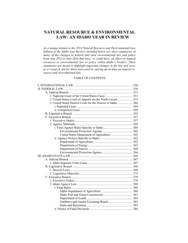 Natural Resource & Environmental Law: An