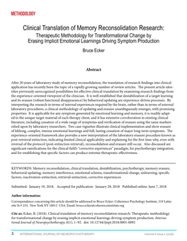 Clinical Translation of Memory Reconsolidation Research