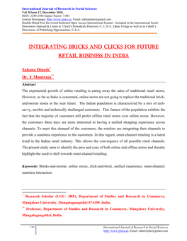 Integrating Bricks and Clicks for Future Retail Business in India