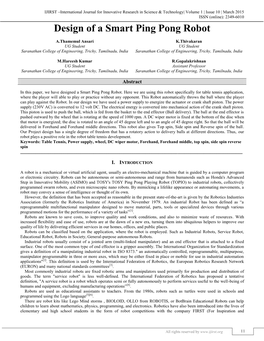 Design of a Smart Ping Pong Robot