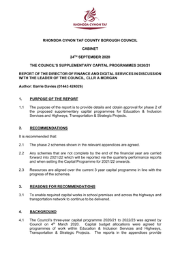 Rhondda Cynon Taf County Borough Council Cabinet