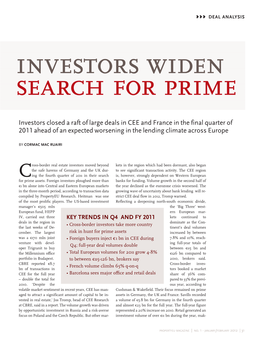Investors Closed a Raft of Large Deals in CEE and France in the Final Quarter of 2011 Ahead of an Expected Worsening in the Lending Climate Across Europe