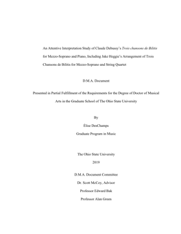 I an Attentive Interpretation Study of Claude Debussy's Trois Chansons