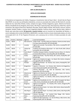 Cooperativa De Crédito, Poupança E Investimento Vale Do Piquiri Abcd - Sicredi Vale Do Piquiri Abcd Pr/Sp