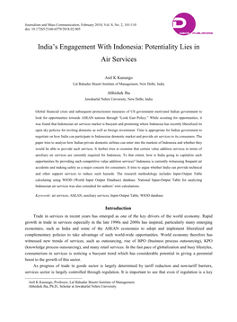 India's Engagement with Indonesia: Potentiality Lies in Air Services