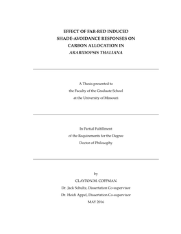 Effect of Far-Red Induced Shade-Avoidance Responses on Carbon Allocation in Arabidopsis Thaliana