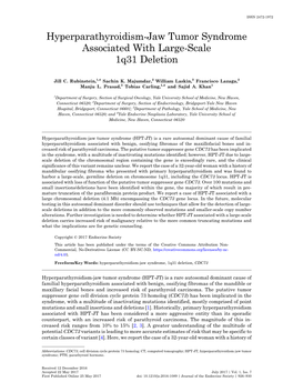 Hyperparathyroidism-Jaw Tumor Syndrome Associated with Large-Scale 1Q31 Deletion