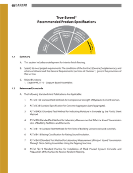 True-Screed® Recommended Product Specifications