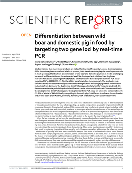 Differentiation Between Wild Boar and Domestic Pig in Food by Targeting Two Gene Loci by Real-Time