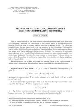 Marcinkiewicz Spaces, Commutators and Non-Commutative Geometry