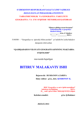 Bitiruv Malakaviy Ishi