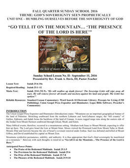 Go Tell It on the Mountain… 'The Presence