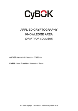 Applied Cryptography Knowledge Area (Draft for Comment)